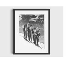 1958 vintage ski photo print - digital download, printable art, vintage ski art, ski home decor, ski lodge wall decor, s