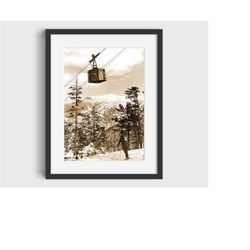 1930's vintage cannon mountain ski photo - digital download, printable art, vintage ski art, ski home decor, ski lodge w