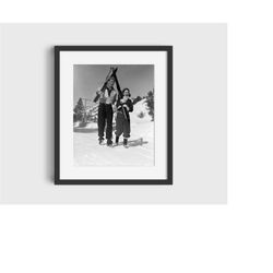 john wayne vintage ski photo print - digital download, printable art, vintage ski art, ski home decor, ski lodge wall de