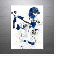 christian yelich milwaukee brewers baseball art poster-free us shipping