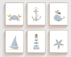 baby boy nautical nursery - nursery beach wall art - boy nursery decor - blue nursery decor - nautical wall art - ocean