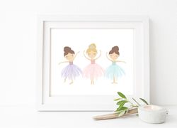 ballerina print nursery - girls room wall decor - ballerina printable  - ballerina gifts - watercolor ballerina wall art