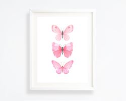 girls bedroom wall art - pink butterfly print - butterfly prints wall art - butterfly wall art - butterfly printable art