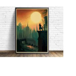 bloodborne sunset game poster wall art canvas painting