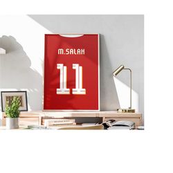 printable mohamed salah jersey, football wall decoration, 2023