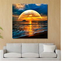 sea coast sunset canvas print, ocean canvas print,