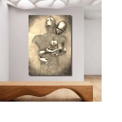 metallic couple 3d effect canvas wall art,abstract metallic