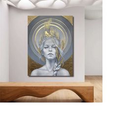 gold girl metallic canvas poster, gold girl canvas