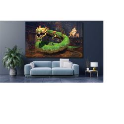 fantasy art dragon,dragon canvas,fantasy wall art,dragon poster,wall decor,living