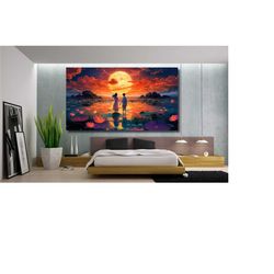 you and me watching the sunset canvas, love