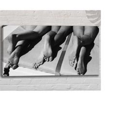 elegant female foot body canvas | black and