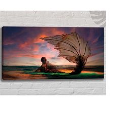 mermaid wall art decor | large canvas wall