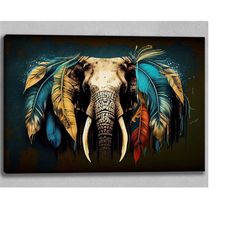 elephant with feathers print | elephant modern contemporary