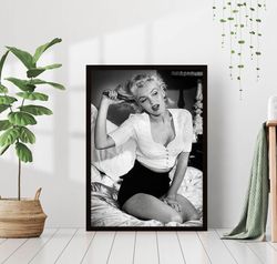 marilyn monroe famous movie actress print black and white retro vintage classic fashion photography canvas framed printe