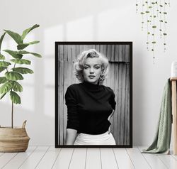 marilyn monroe famous movie actress print black and white retro vintage classic fashion photography canvas framed printe