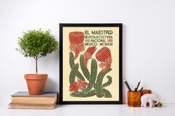 mexican exhibition print wall art trendy retro el maestro poster mexico travel poster framed canvas vintage cactus art m