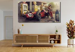 ferrari racing car ready to hang canvas,vintage ferrari racing car wall art,racing car canvas,formula 1 print art,f1 fan