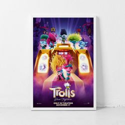 trolls band together movie poster classic retro rock vintage wall art print decor canvas poster