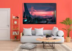 retro futurism ready to hang canvas, vintage collage art,futuristic city,neo futuristic,scifi city landscape,futuristic