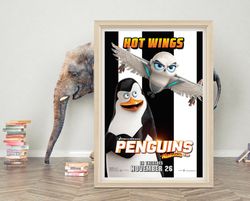 penguins of madagascar movie poster wall art  2023 minimalist movie poster  high quality canvas cloth poster  classic mo