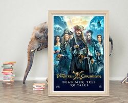 pirates of the caribbean dead men tell no tales poster wall art  high quality canvas cloth  pirates of the caribbean cla