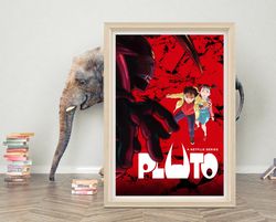 pluto (2023) anime poster wall art  2023 minimalist movie poster  high quality canvas cloth poster  classic anime poster