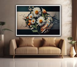 daisy flower canvas, daisy canvas decor, floral wall art, daisy flower poster.jpg