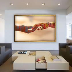 hand graffiti canvas, graffiti painting, lovers holding hands canvas print, graffiti hand with adam air graffiti canvas