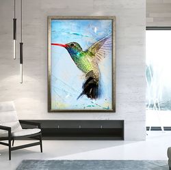 hummingbird wall art print, hummingbird canvas wall art, birds art print, unique framed canvas art, animals canvas art,