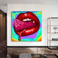 lip canvas, sexy lip painting, pop art lip art, red lip poster, framed lip wall art, bedroom canvas painting.jpg