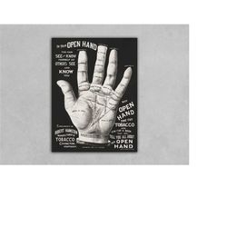 open hand, palm reading quirky mystic mysticism vintage