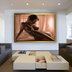 nude canvas art, woman erotic wall art, sexy body decor, erotic art nudity, nude woman bodyscape, canvas print, bedroom