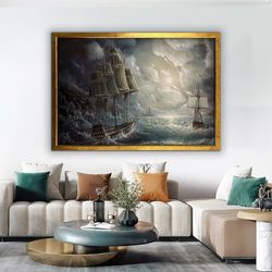 pirate ship canvas , ship sails canvas, sails canvas art, ship landscape canvas ,,ship canvas painting, pirate ship pain