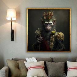 soldier monkey painting, commander monkey art, surreal monkey art, monkey canvas print, team monkey canvas painting.jpg