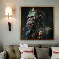 surreal monkey painting, king monkey art, zombie monkey portrait, monkey wall art.jpg
