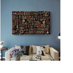 african illustration canvas print art,african symbols pop art