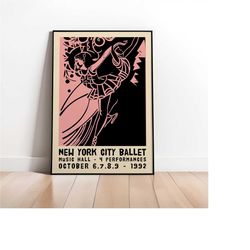 nyc ballet poster, ballet vintage poster, ballerina print,