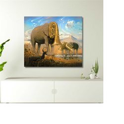 vladimir kush borozan head elephant canvas, elephant print,