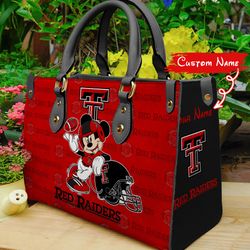 ncaa texas tech red raiders mickey women leather hand bag