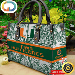 ncaa miami hurricanes women leather handbag