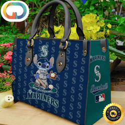 seattle mariners stitch women leather hand bag