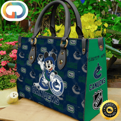 vancouver canucks nhl mickey women leather hand bag