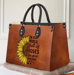 hippie sunflower leather handbag, sunflower women leather handbag, gift for her, mother's day gifts