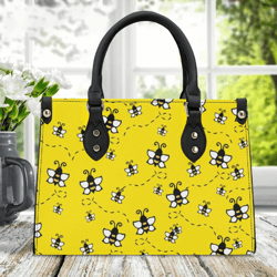 bee handbag, yellow leather bee bag, honeybee design purse, yellow bee purse, bee themed gift, small bee bag, bee lover
