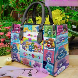 care bears personalized leather bag, care bears custom handbag, shoulder bag, crossbody bag, shopping bag