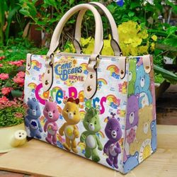 care bears leather handbag gift for women, care bears leather handbag, bears leather handbag