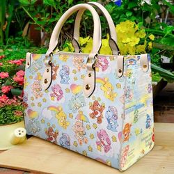 care bears leather handbag, care bears cartoon leather handbag, cute care bears leather handbag