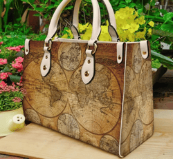 custom ancient world map vintage purse handbag, map handbag, custom map handbag, tote bag, leather handbag, handmade bag