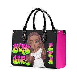 create your own luxury women pu leather handbag, boss girl leather handbag