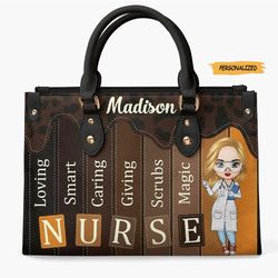 dopest black nurse personalized custom leather bag, nurses day, appreciation gift for nurse, her, birthday gift, nurse